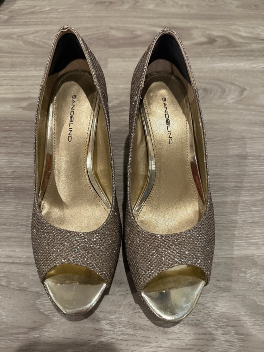 Bandolino Women's Glitter Peep-Toe Pumps in Gold / 6.5 M